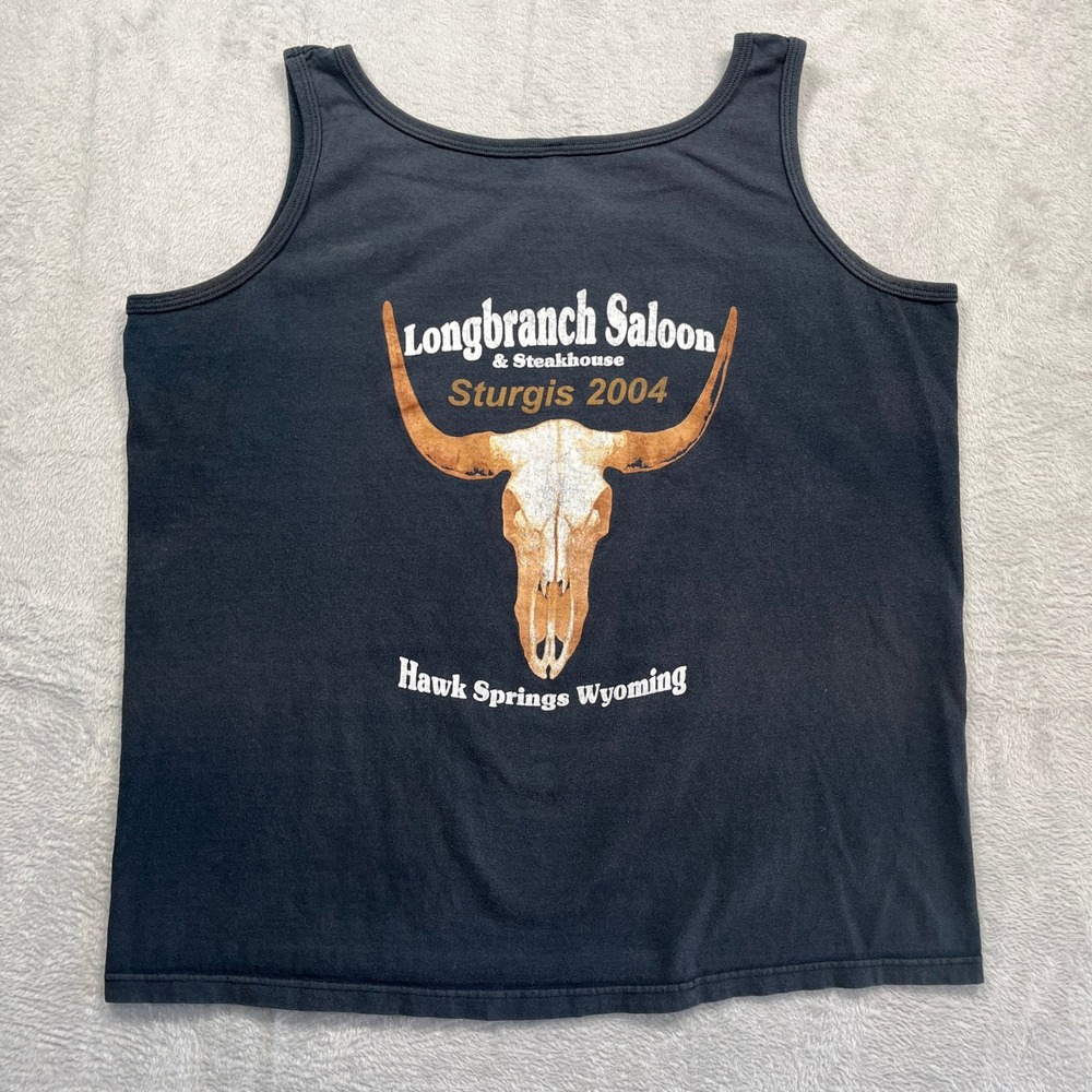 Sturgis 2004 Longbranch Saloon Tank Top Women XL Black Graphic Biker